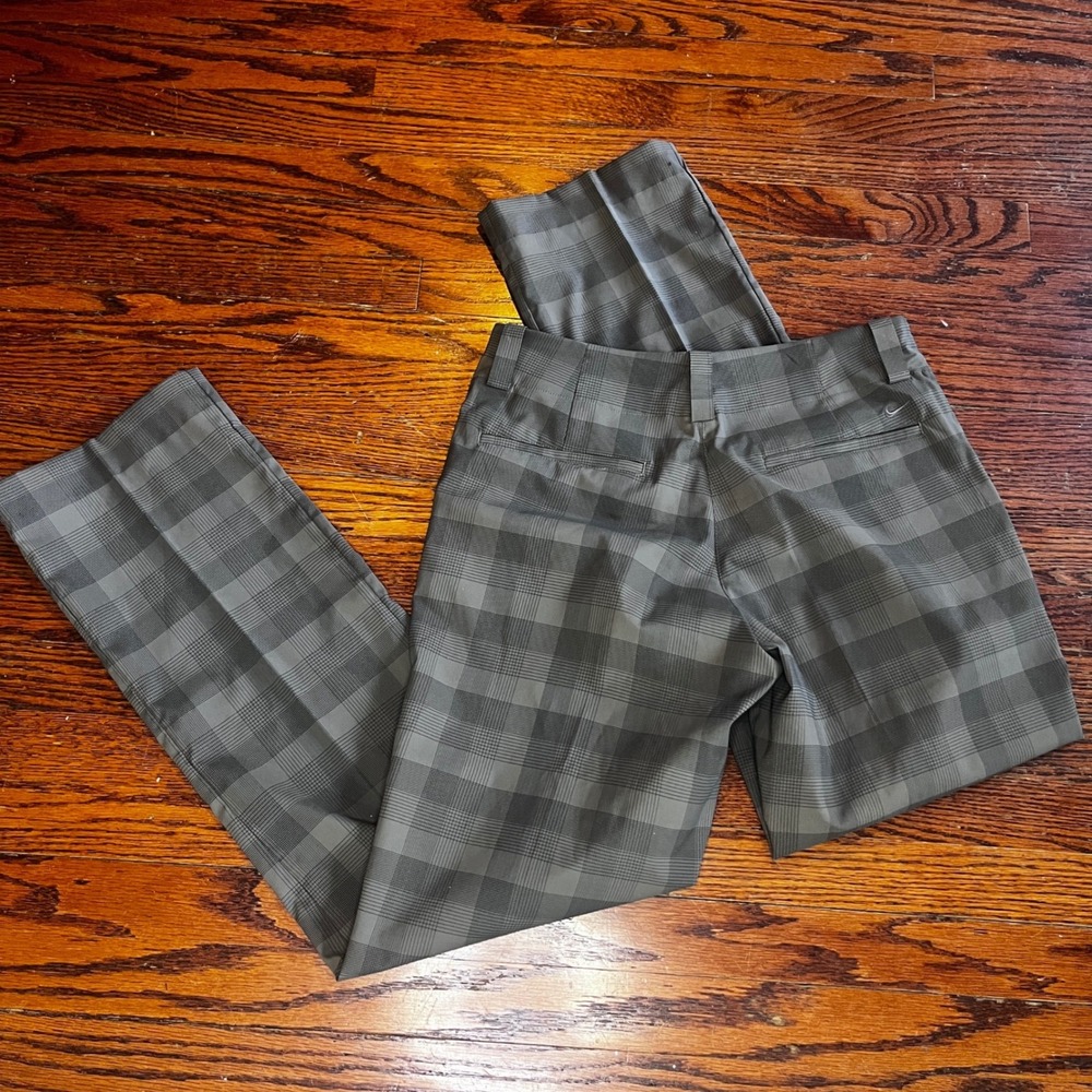 Nike Golf Dri-FIT Grey Plaid Straight Leg Trousers Pants Womens Size 2 - Picture 2 of 7